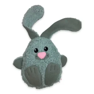 Kuscheltier Hase Baby in Farbe mint mit abstehenden Ohren.. Die Gesamtgröße des Kuscheltieres ist 31 cm. Der Körper ist oval und hat zwei dunkle Augen, eine rosa Nase, Barthaare und die Pfoten aus Filz aufgenäht. Die Farbe des Filz ist passend zum Plüschstoff.